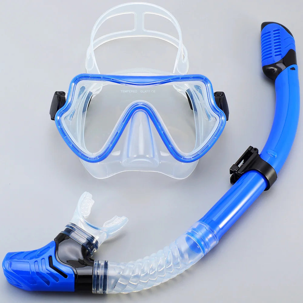 Tempered Glass Snorkel Mask with Dry-Top Snorkel