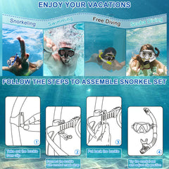 Tempered Glass Snorkel Mask with Dry-Top Snorkel