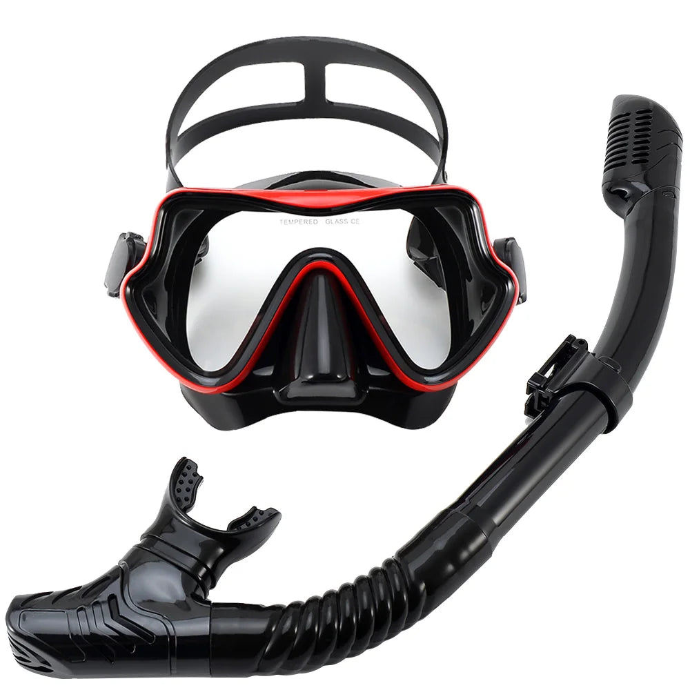 Tempered Glass Snorkel Mask with Dry-Top Snorkel