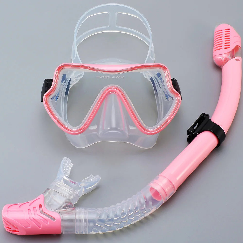 Tempered Glass Snorkel Mask with Dry-Top Snorkel