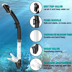 Tempered Glass Snorkel Mask with Dry-Top Snorkel
