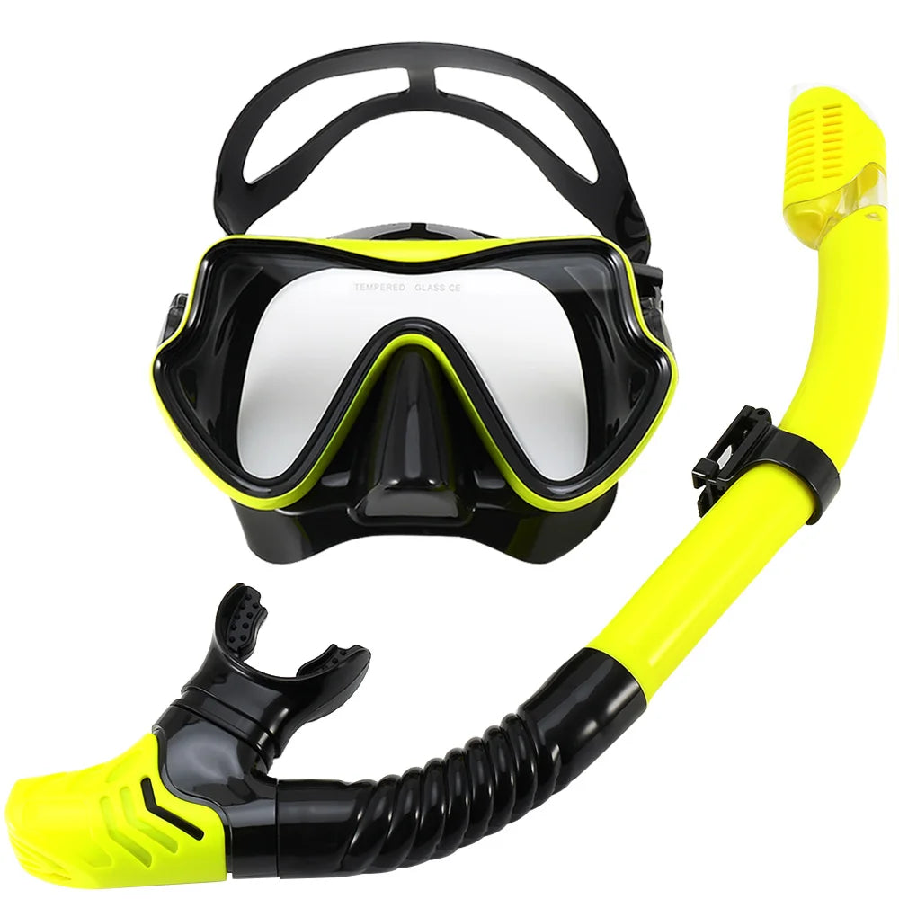 Tempered Glass Snorkel Mask with Dry-Top Snorkel