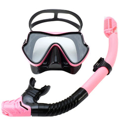 Tempered Glass Snorkel Mask with Dry-Top Snorkel