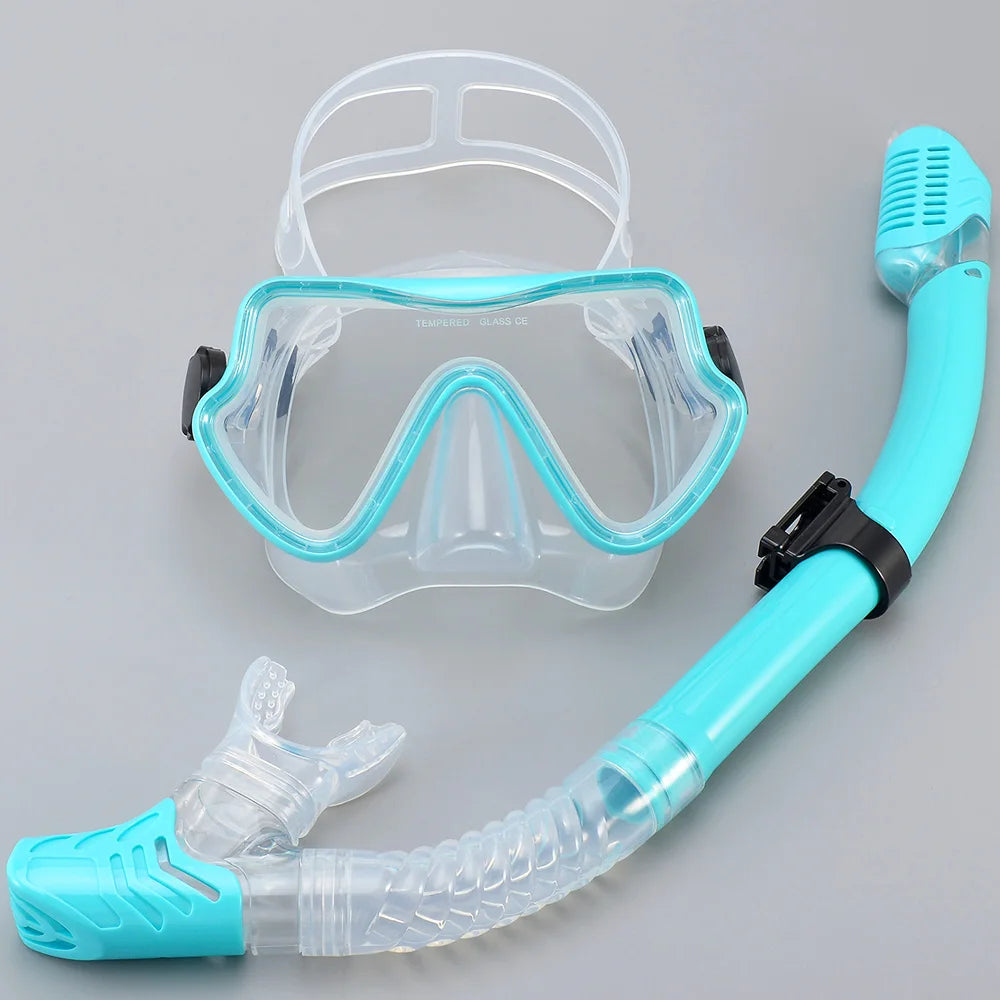 Tempered Glass Snorkel Mask with Dry-Top Snorkel