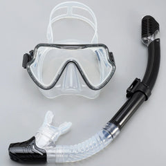 Tempered Glass Snorkel Mask with Dry-Top Snorkel